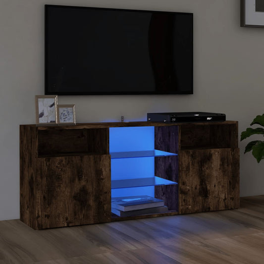 vidaXL TV Cabinet with LED Lights Smoked Oak 120x30x50 cm