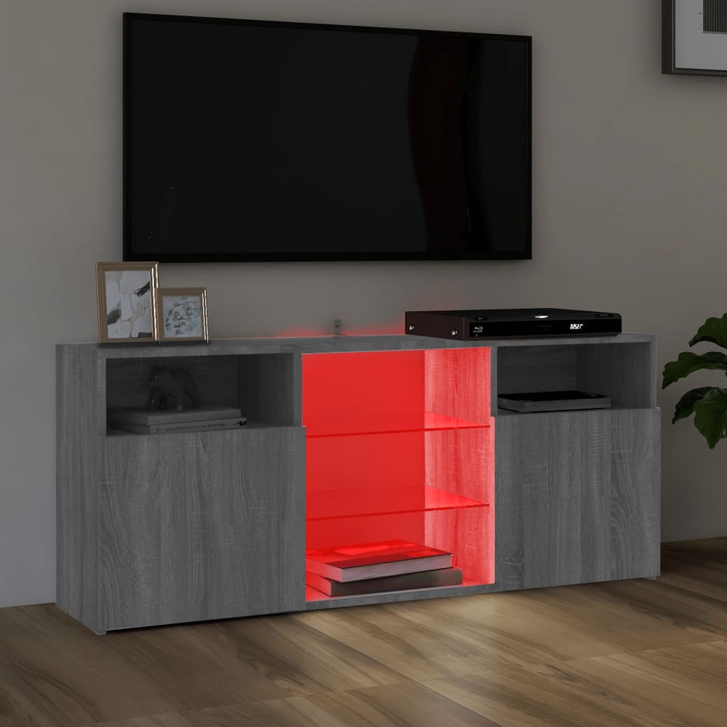 vidaXL TV Cabinet with LED Lights Grey Sonoma 120x30x50 cm