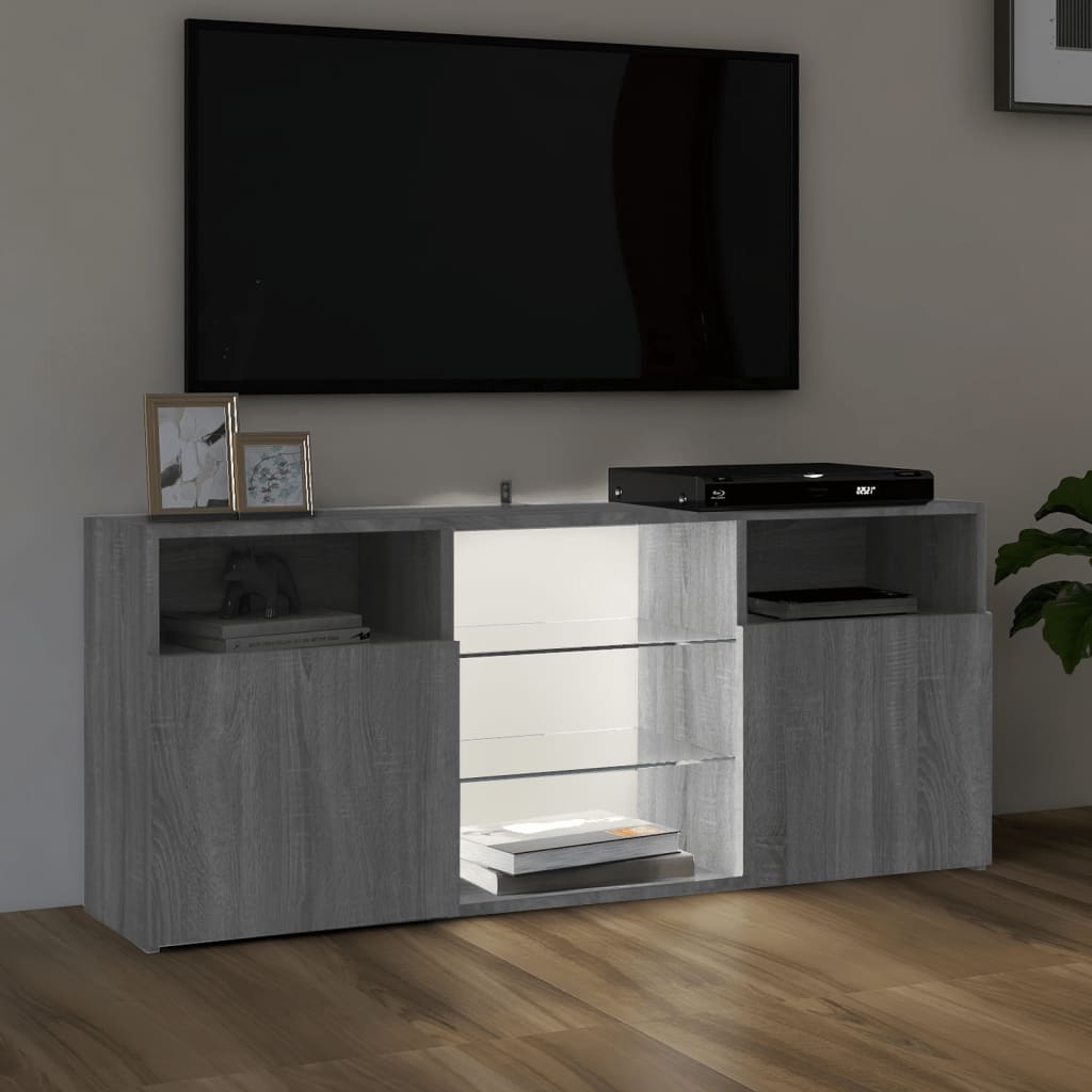 vidaXL TV Cabinet with LED Lights Grey Sonoma 120x30x50 cm