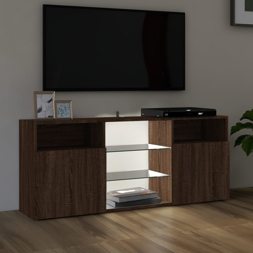 vidaXL TV Cabinet with LED Lights Brown Oak 120x30x50 cm