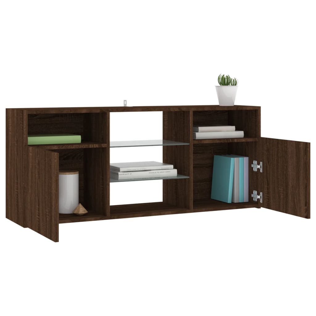 vidaXL TV Cabinet with LED Lights Brown Oak 120x30x50 cm