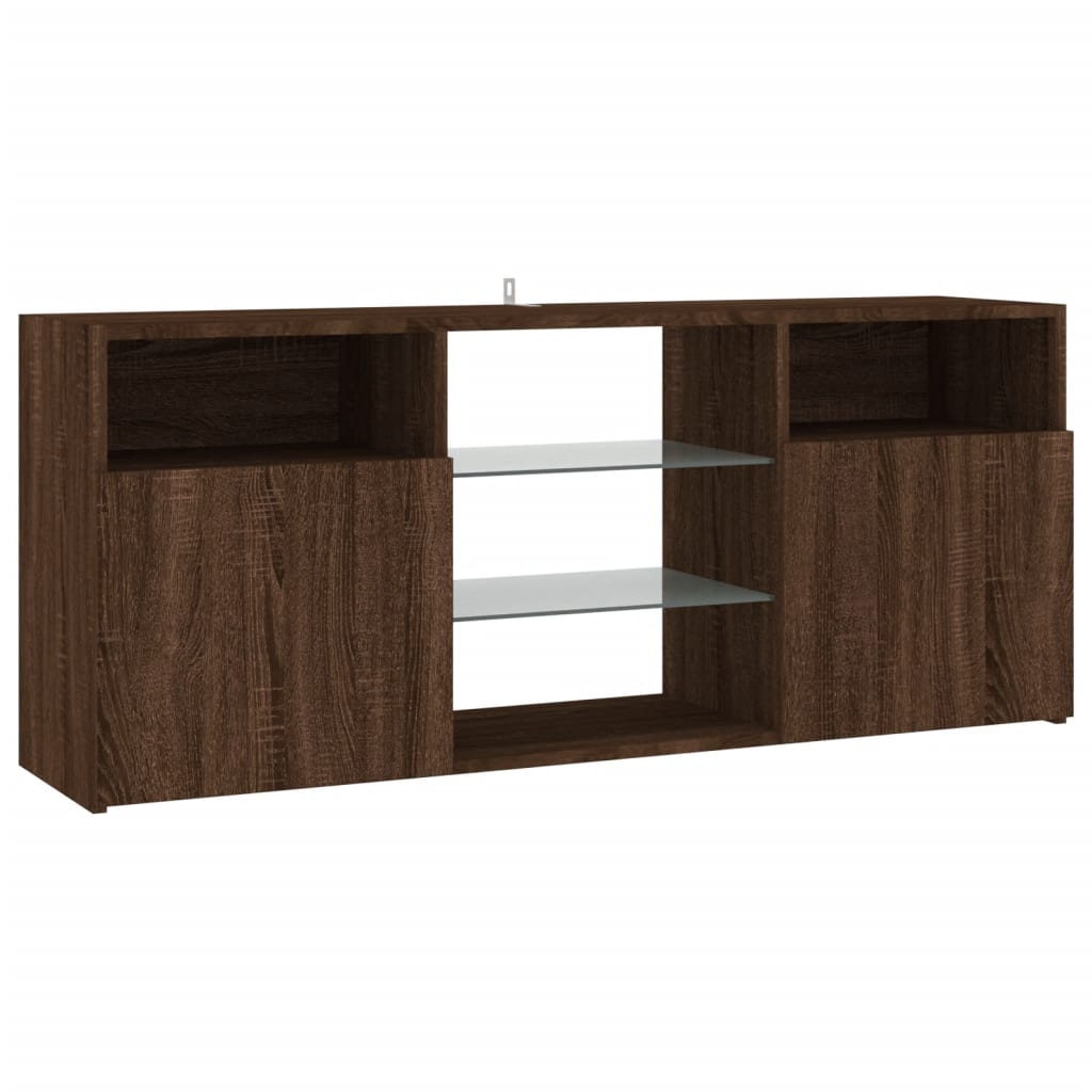 vidaXL TV Cabinet with LED Lights Brown Oak 120x30x50 cm