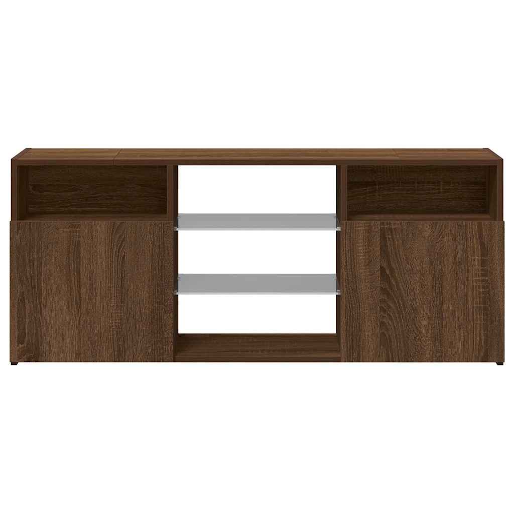 TV Cabinet with LED Lights Brown Oak 120x30x50 cm