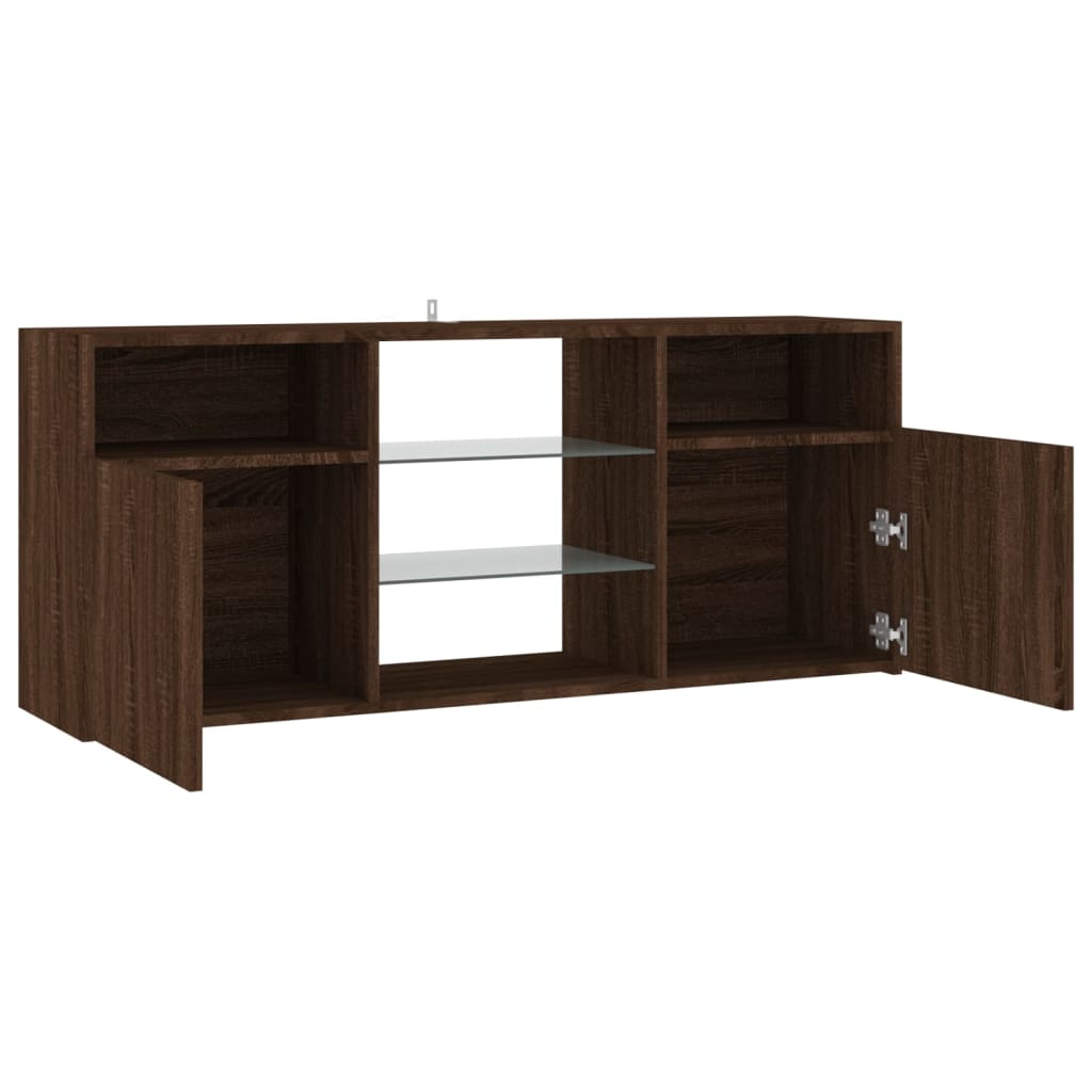 vidaXL TV Cabinet with LED Lights Brown Oak 120x30x50 cm