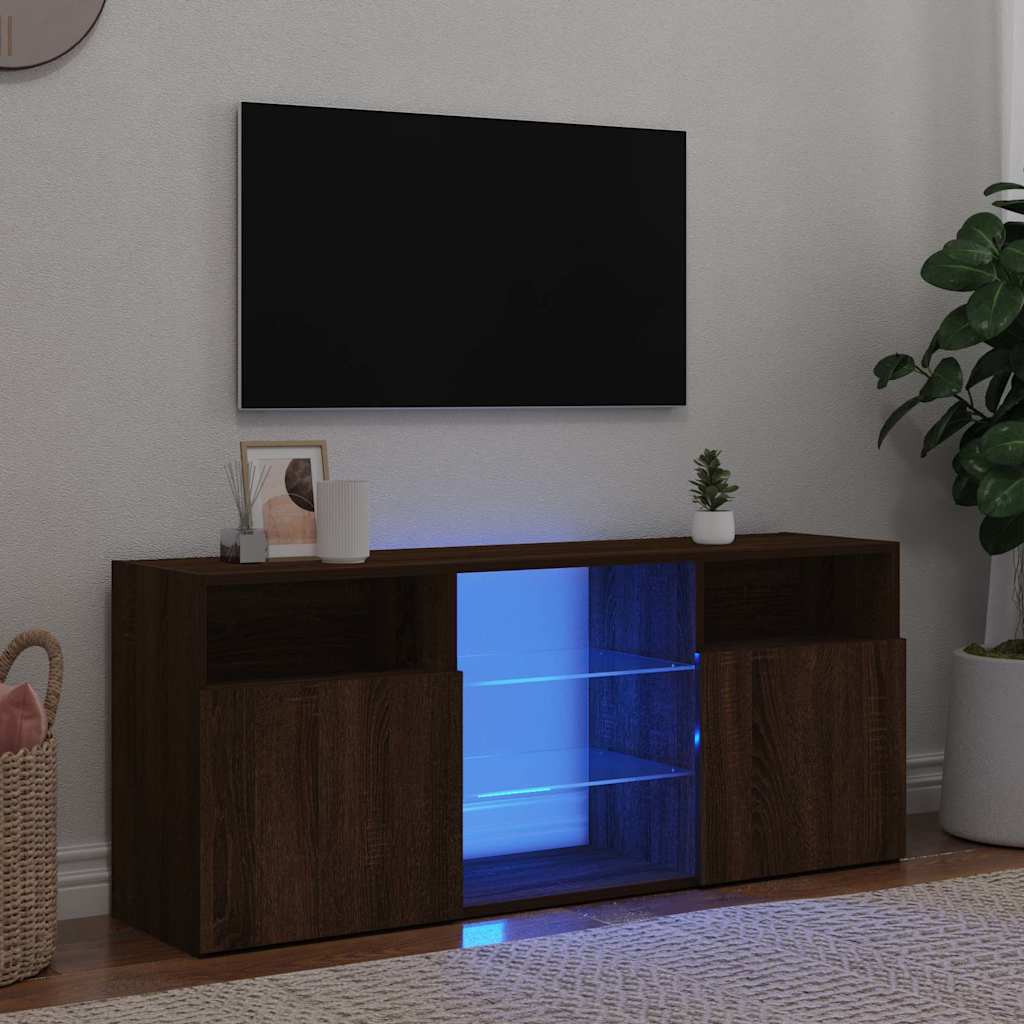 TV Cabinet with LED Lights Brown Oak 120x30x50 cm