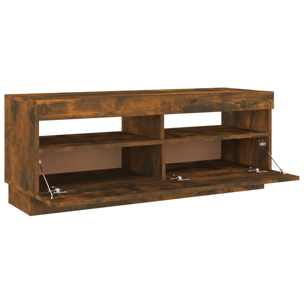 vidaXL TV Cabinet with LED Lights Smoked Oak 100x35x40 cm