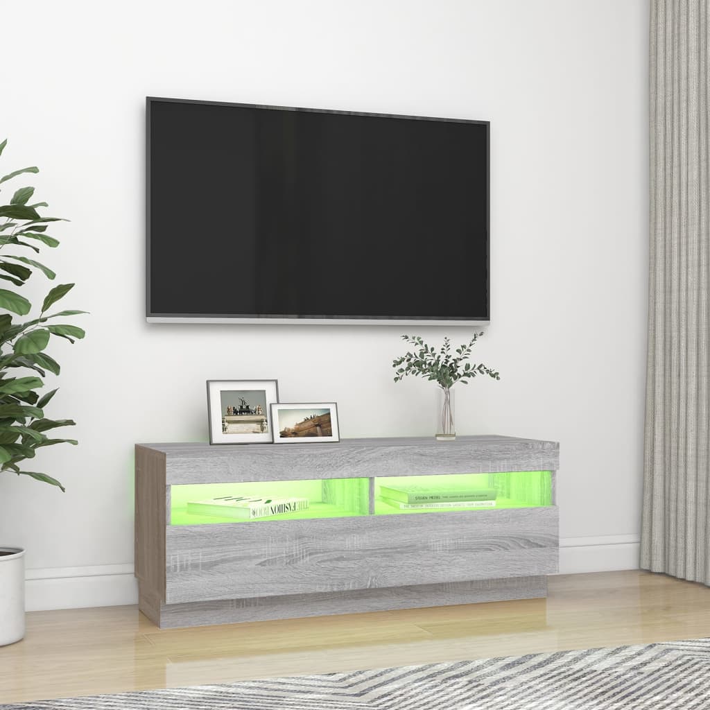 vidaXL TV Cabinet with LED Lights Grey Sonoma 100x35x40 cm