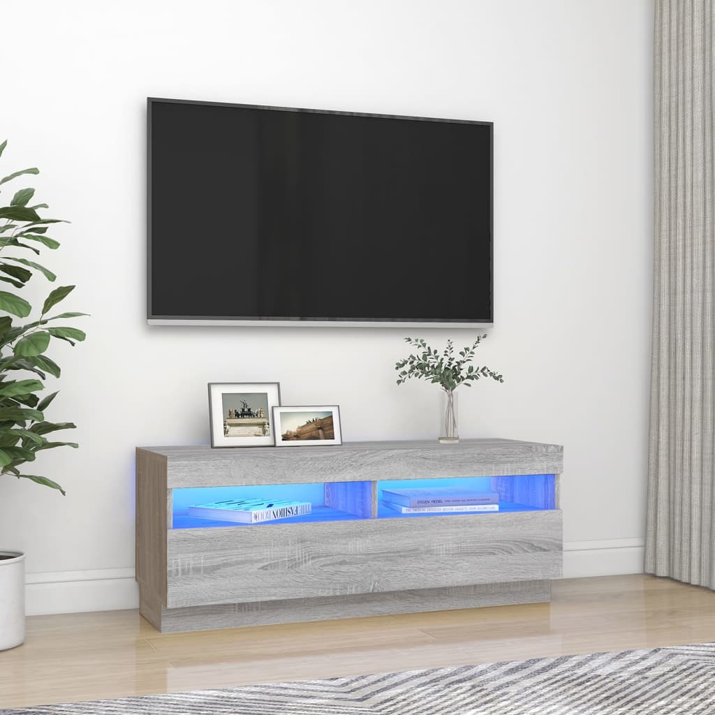 vidaXL TV Cabinet with LED Lights Grey Sonoma 100x35x40 cm