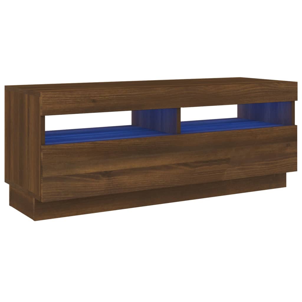 vidaXL TV Cabinet with LED Lights Brown Oak 100x35x40 cm