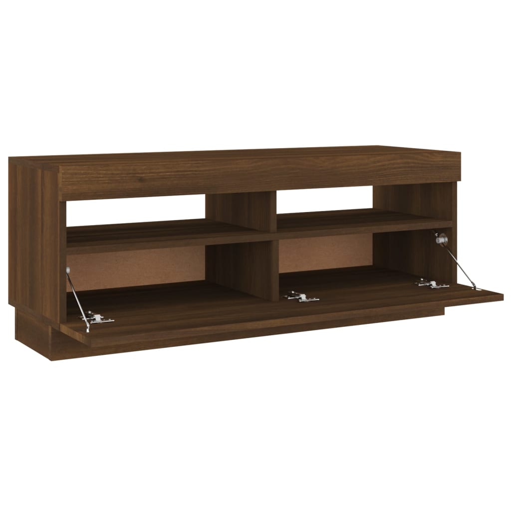 vidaXL TV Cabinet with LED Lights Brown Oak 100x35x40 cm