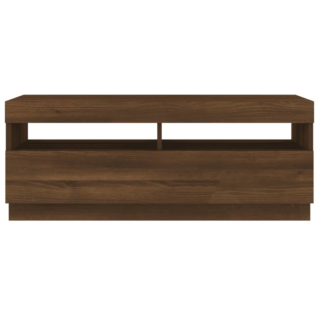 vidaXL TV Cabinet with LED Lights Brown Oak 100x35x40 cm