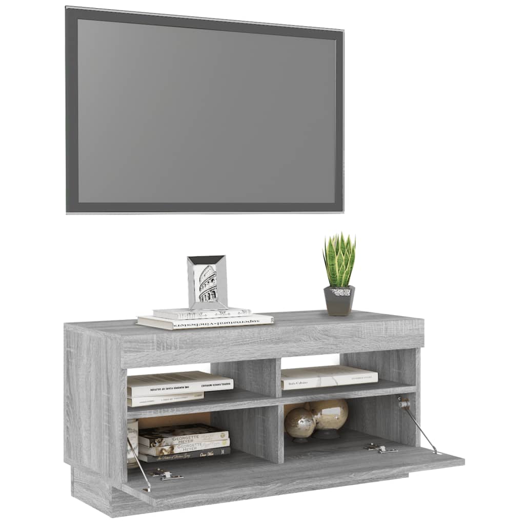 vidaXL TV Cabinet with LED Lights Grey Sonoma 80x35x40 cm