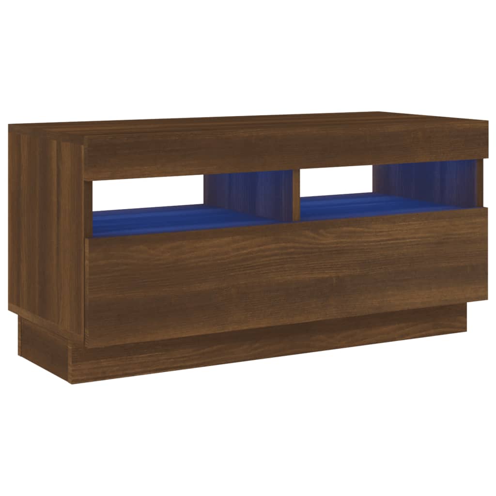 vidaXL TV Cabinet with LED Lights Brown Oak 80x35x40 cm