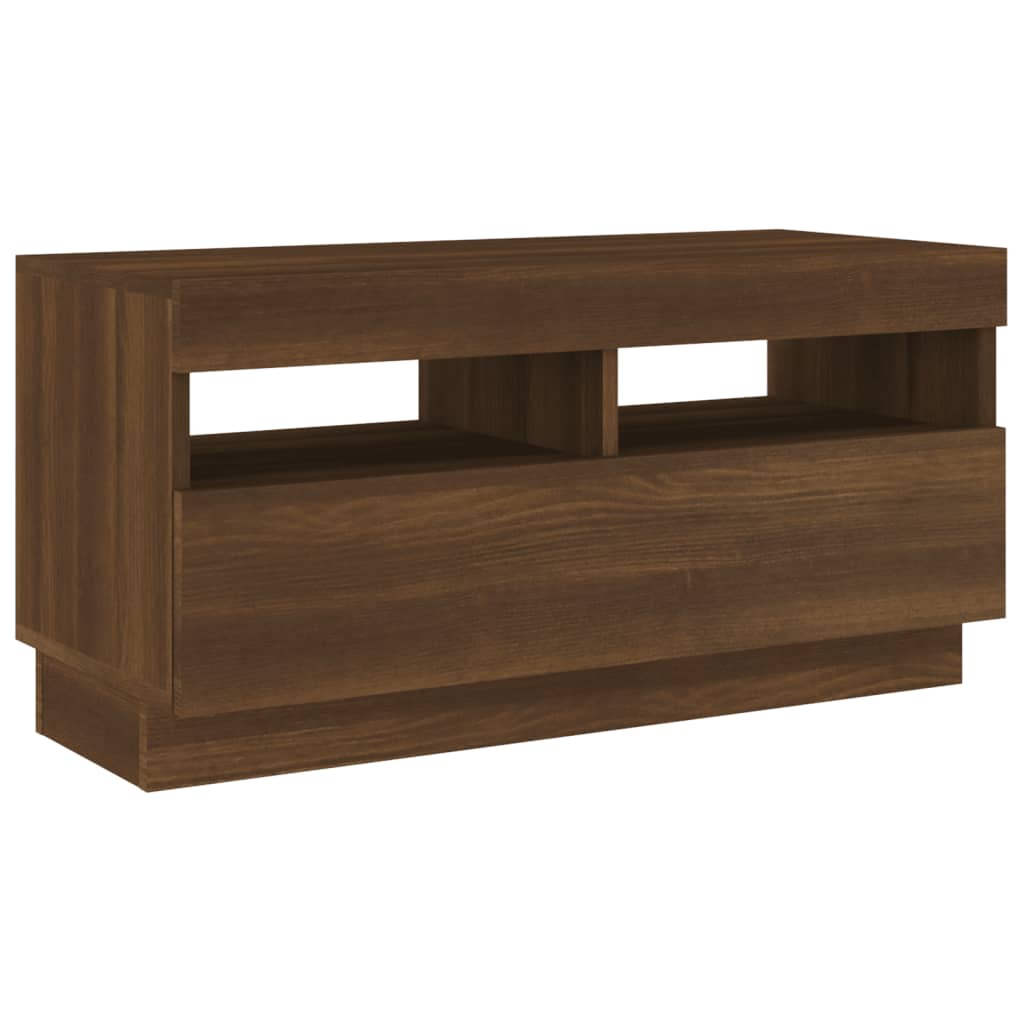 vidaXL TV Cabinet with LED Lights Brown Oak 80x35x40 cm