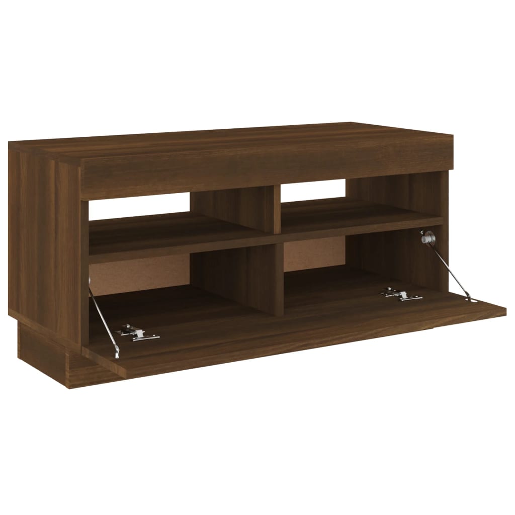 vidaXL TV Cabinet with LED Lights Brown Oak 80x35x40 cm