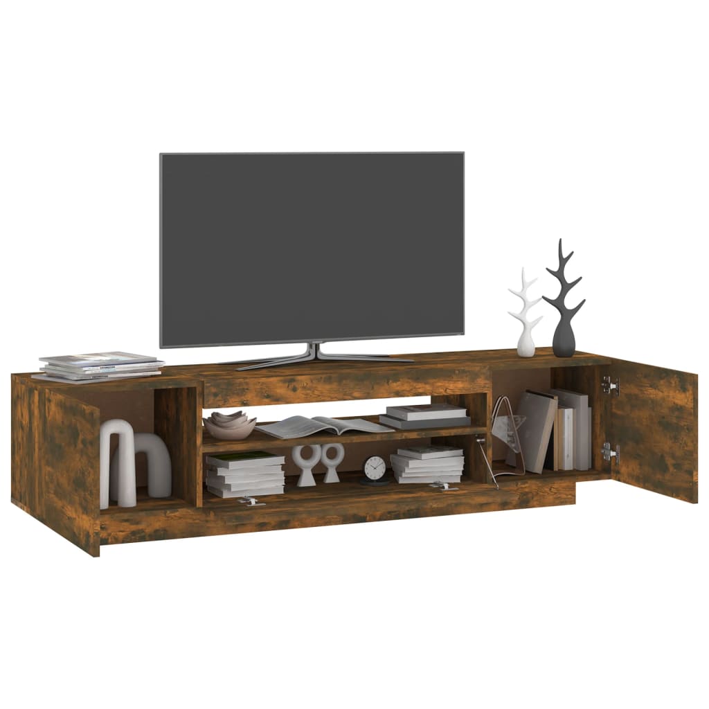 vidaXL TV Cabinet with LED Lights Smoked Oak 160x35x40 cm