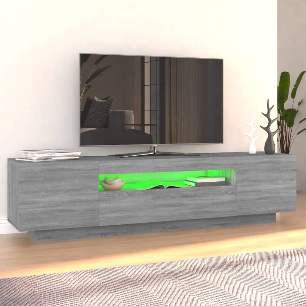 vidaXL TV Cabinet with LED Lights Grey Sonoma 160x35x40 cm