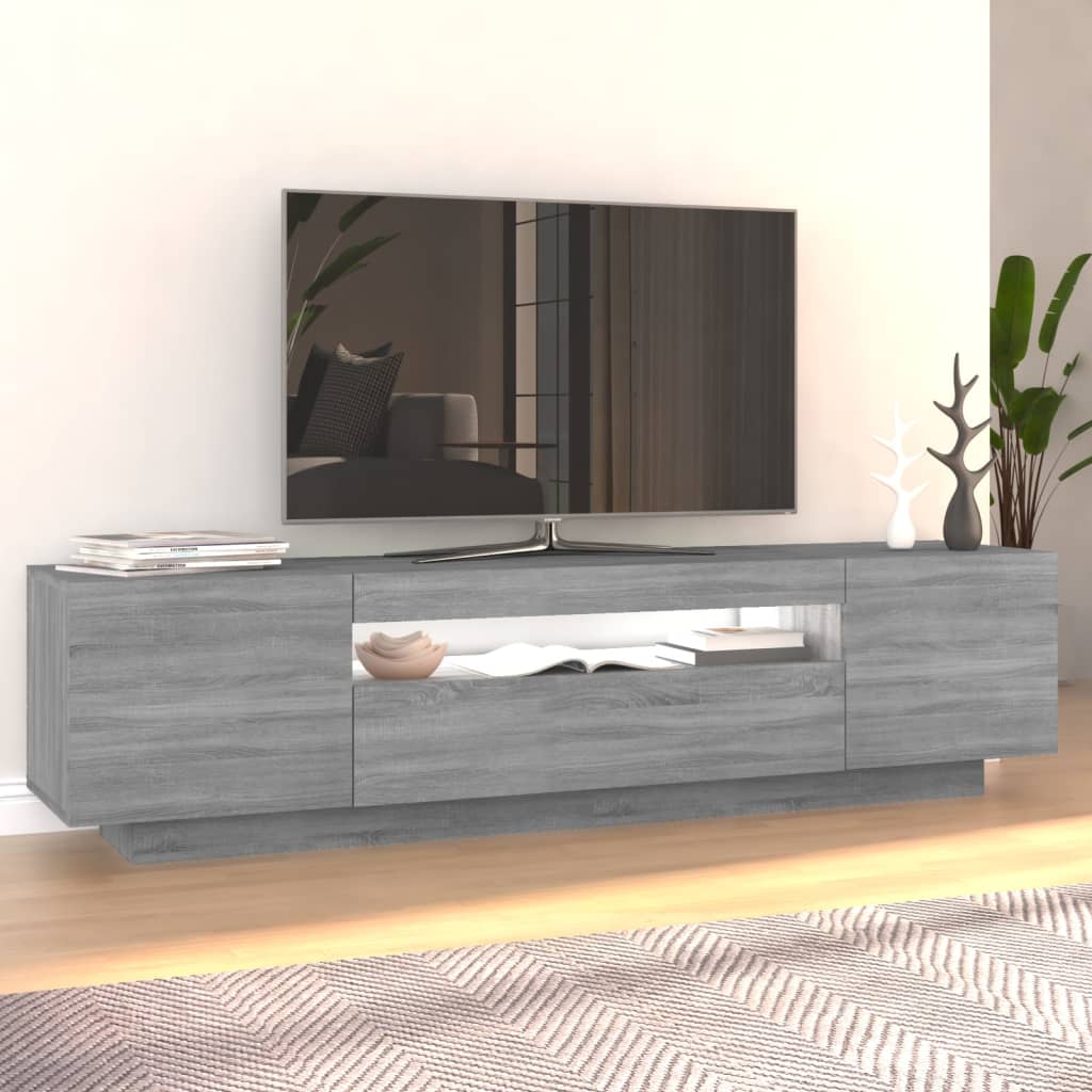 vidaXL TV Cabinet with LED Lights Grey Sonoma 160x35x40 cm