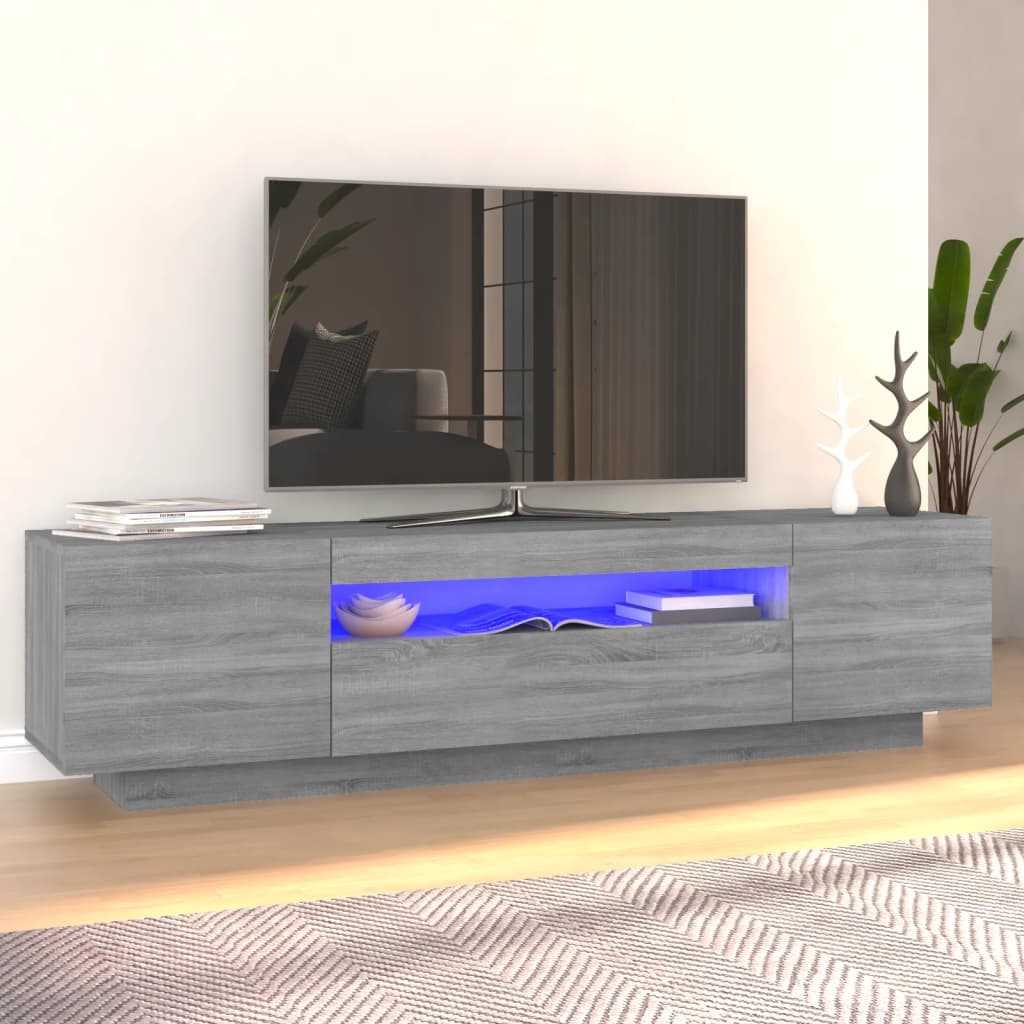 vidaXL TV Cabinet with LED Lights Grey Sonoma 160x35x40 cm