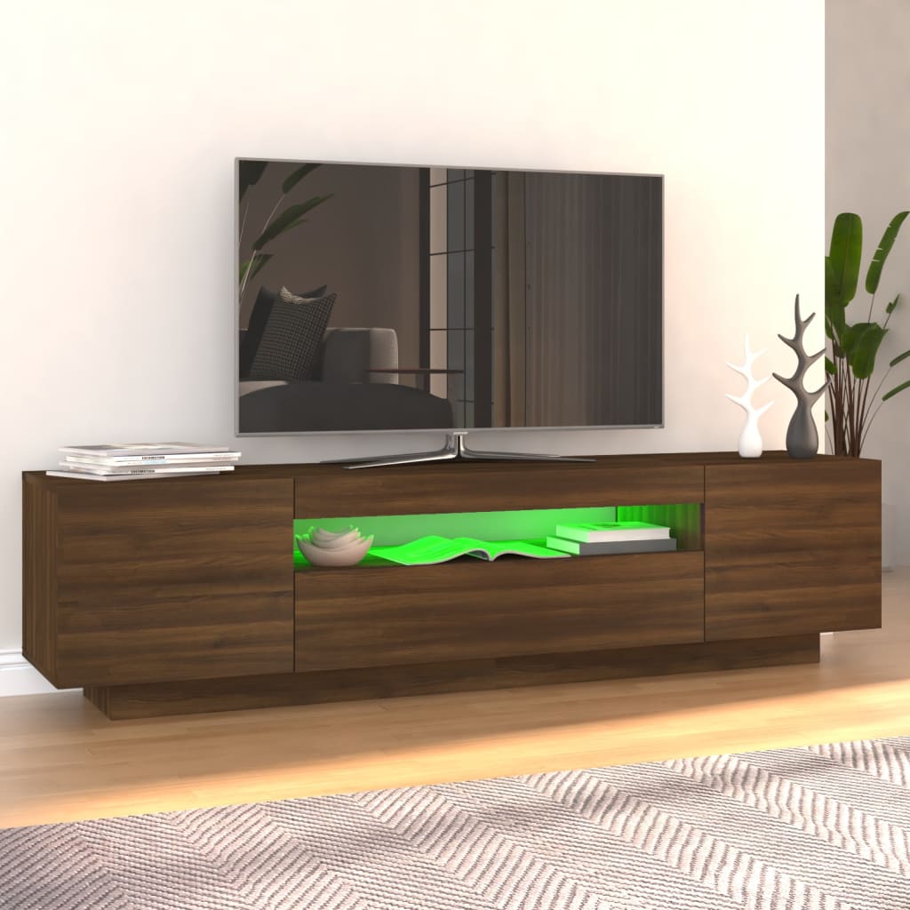 vidaXL TV Cabinet with LED Lights Brown Oak 160x35x40 cm