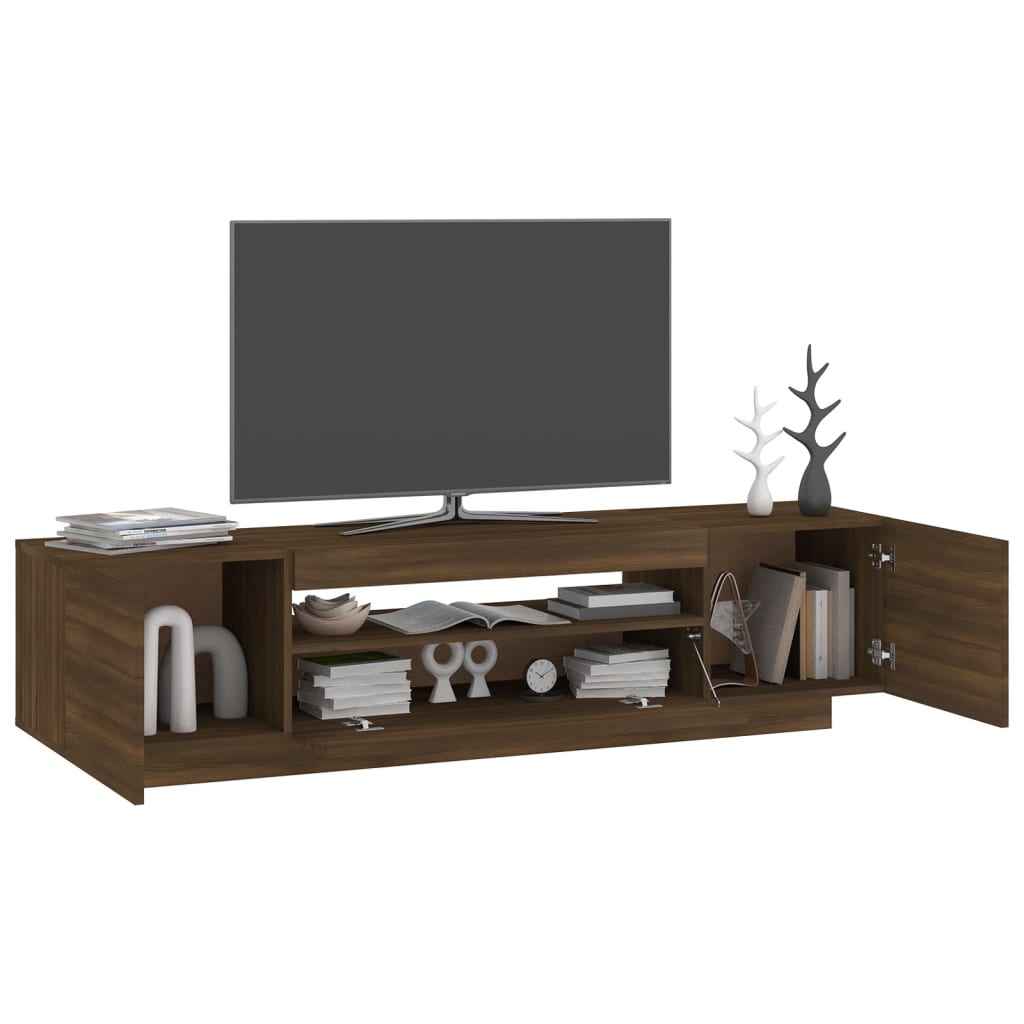 vidaXL TV Cabinet with LED Lights Brown Oak 160x35x40 cm