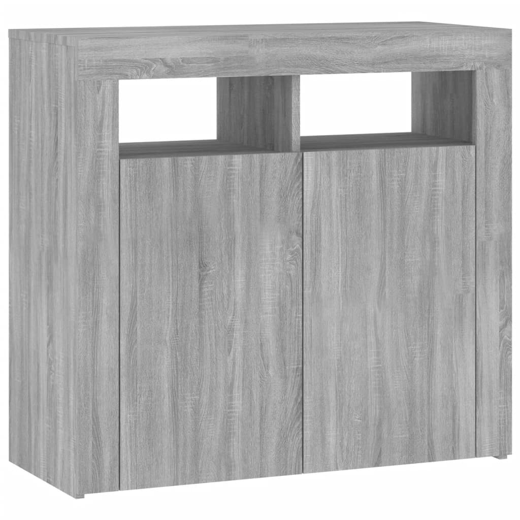 vidaXL Sideboard with LED Lights Grey Sonoma 80x35x75 cm