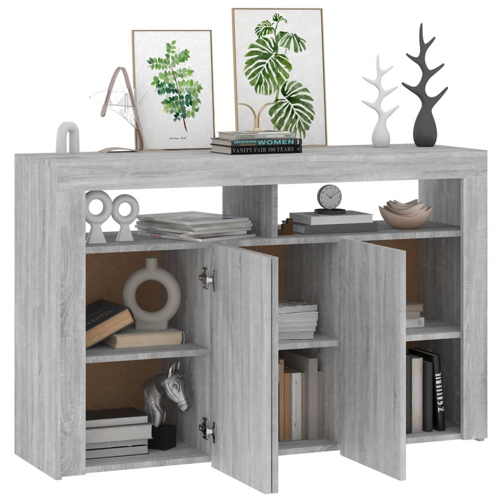 vidaXL Sideboard with LED Lights Grey Sonoma 115.5x30x75 cm