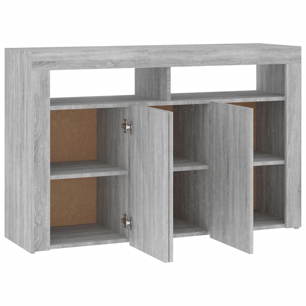 vidaXL Sideboard with LED Lights Grey Sonoma 115.5x30x75 cm