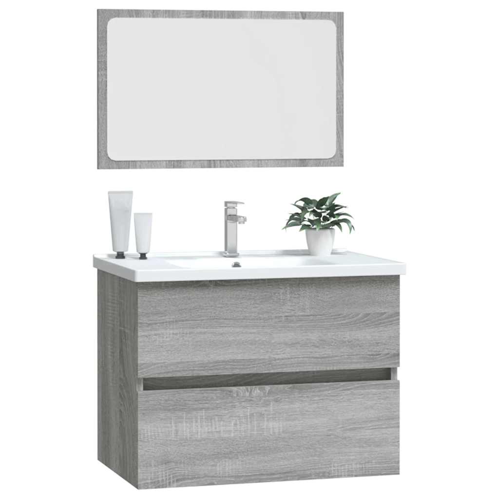 2 Piece Bathroom Furniture Set Grey Sonoma Engineered Wood