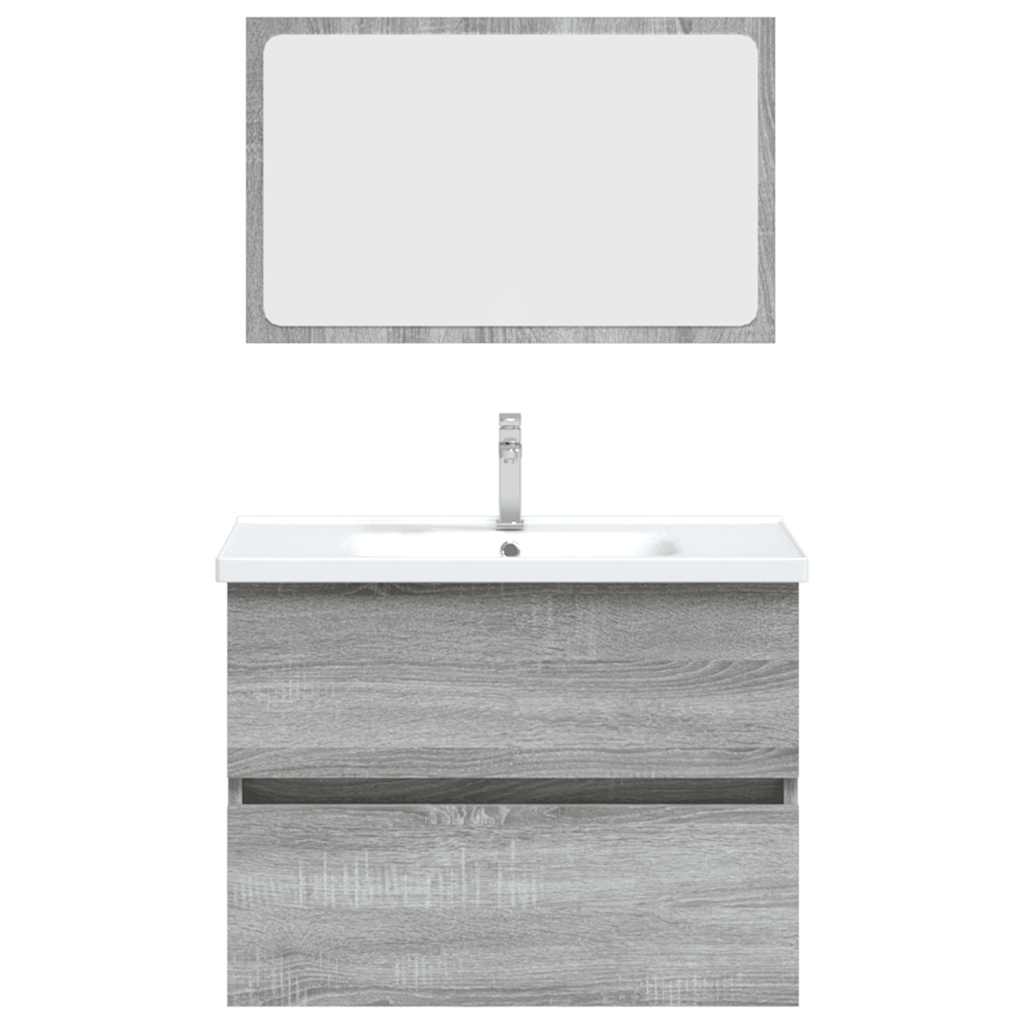 2 Piece Bathroom Furniture Set Grey Sonoma Engineered Wood