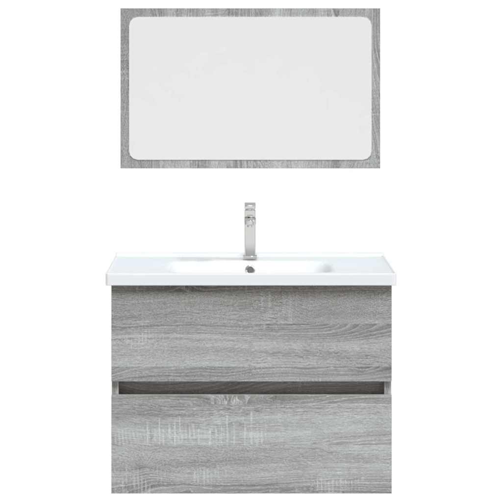 2 Piece Bathroom Furniture Set Grey Sonoma Engineered Wood