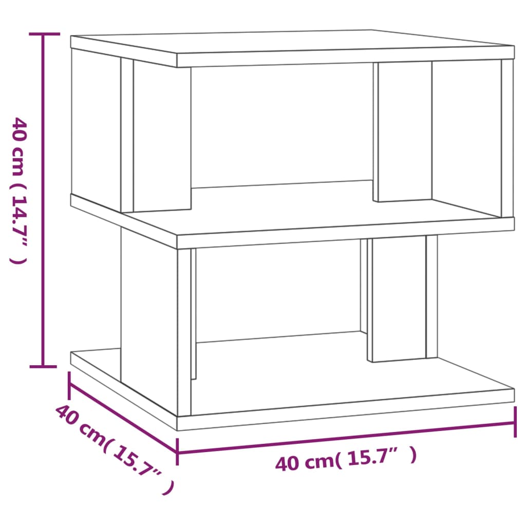 Side Table Brown Oak 40x40x40 cm Engineered Wood