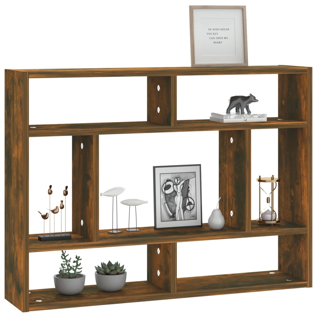 vidaXL Wall Shelf Smoked Oak 75x16x55 cm Engineered Wood