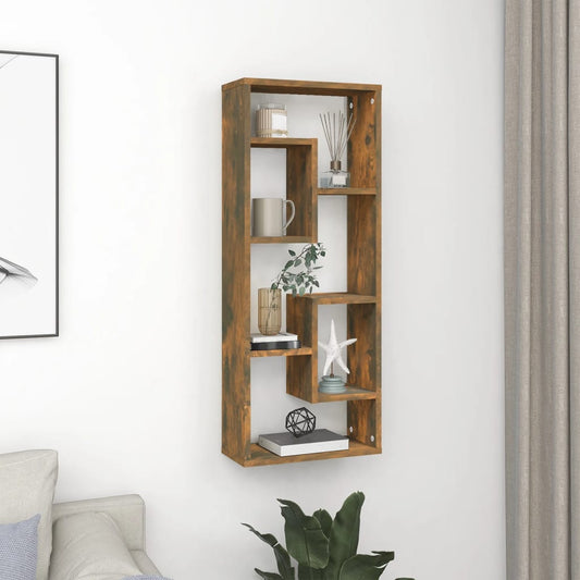 vidaXL Wall Shelf Smoked Oak 36x16x90 cm Engineered Wood