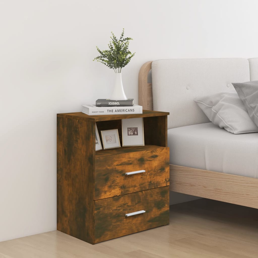 Bed Cabinets 2 pcs Smoked Oak 50x32x60 cm