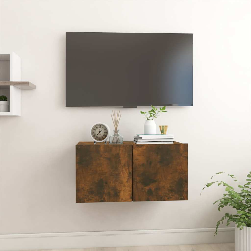 815867 vidaXL Hanging TV Cabinet Smoked Oak 60x30x30 cm Engineered Wood