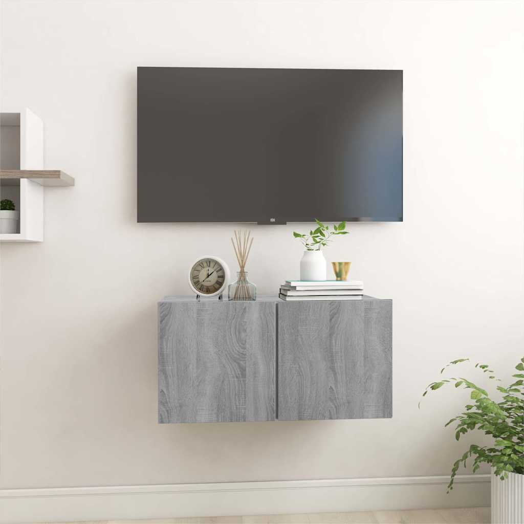 815870 vidaXL Hanging TV Cabinet Grey Sonoma 60x30x30 cm Engineered Wood