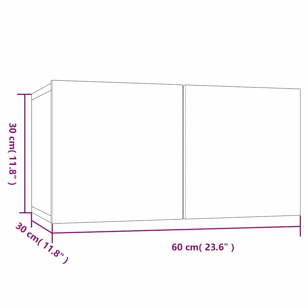 TV Cabinet Set Wall-mounted 3 pcs Grey Engineered Wood