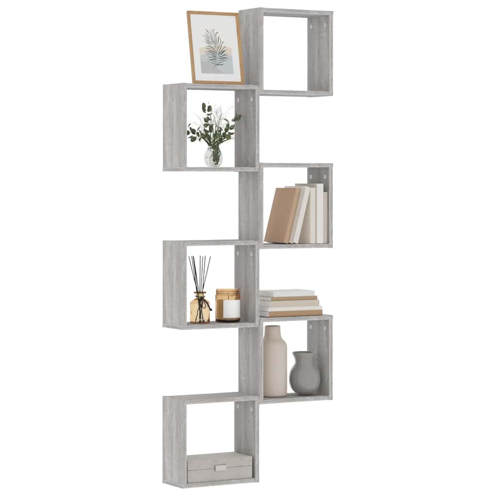 Wall Cube Shelves 6 pcs Grey Sonoma 30x15x30 cm