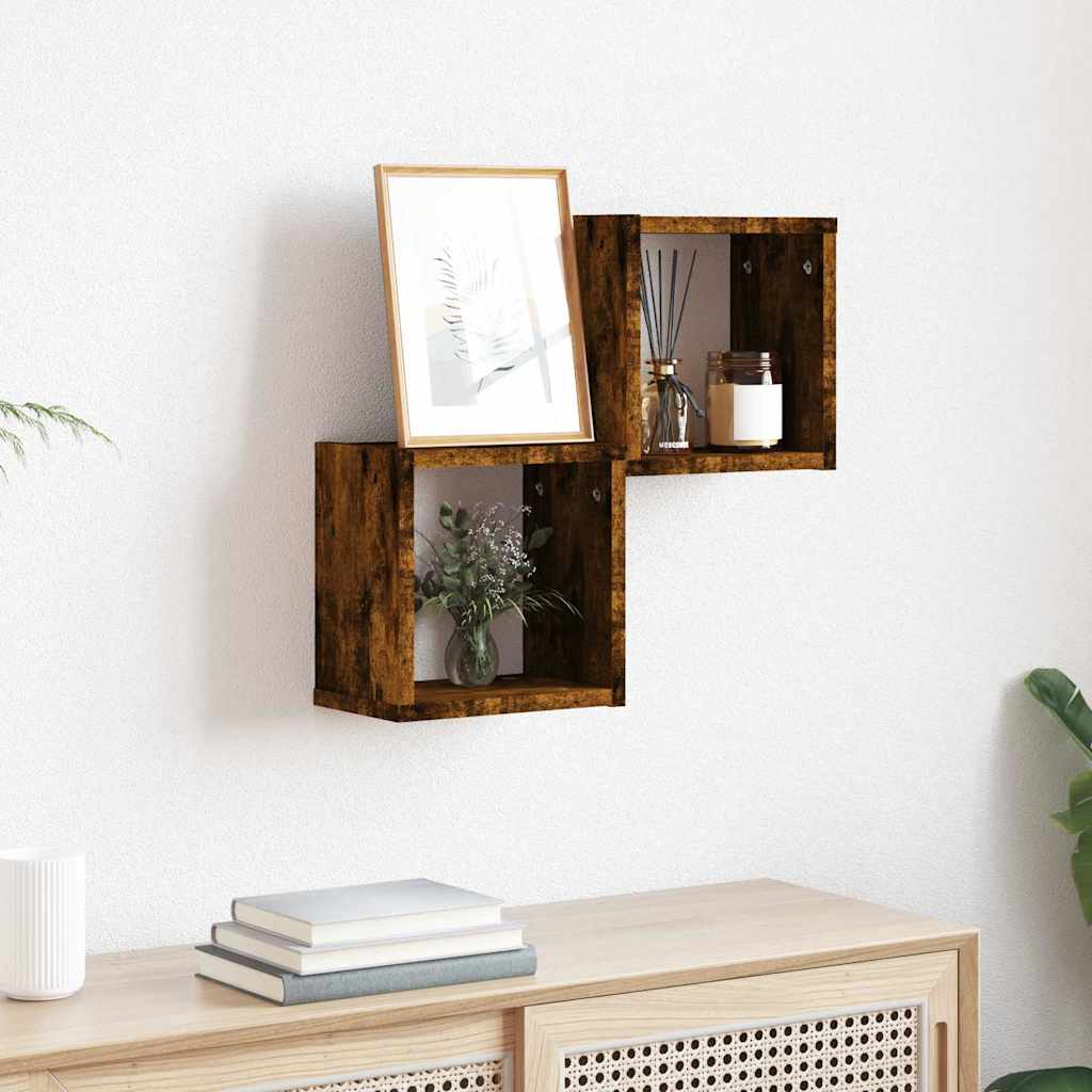 Wall Shelves 2 pcs Smoked Oak 26 x 15 x 26 cm Engineered Wood