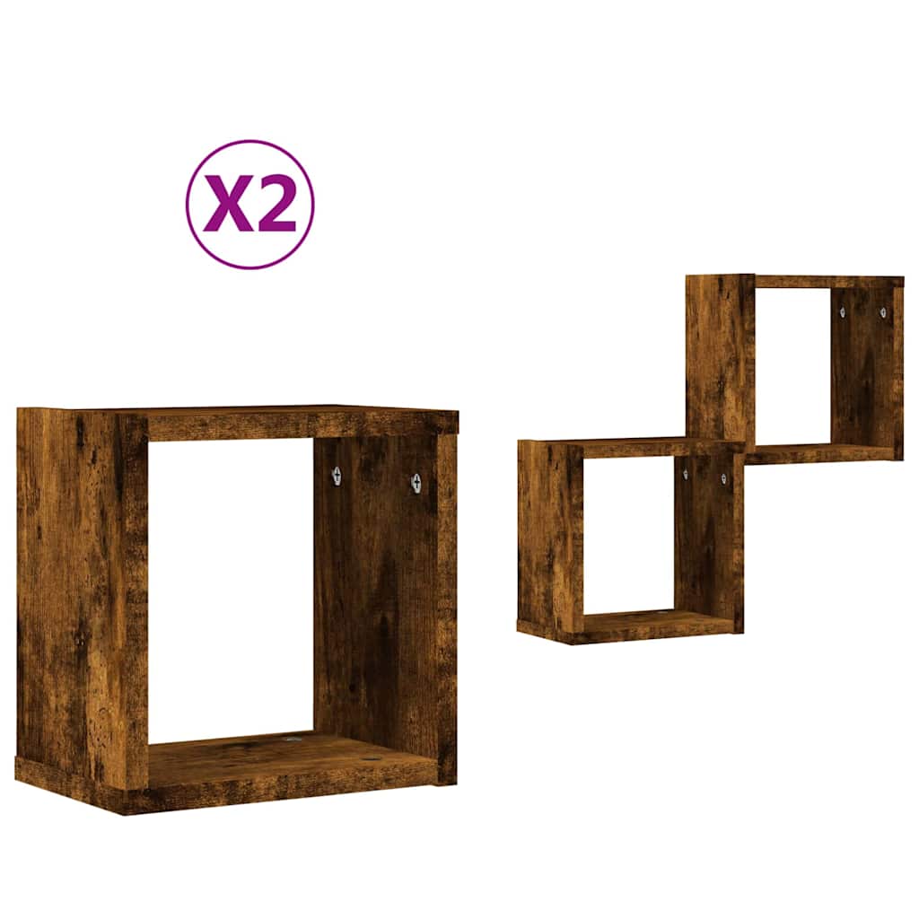 Wall Shelves 2 pcs Smoked Oak 26 x 15 x 26 cm Engineered Wood