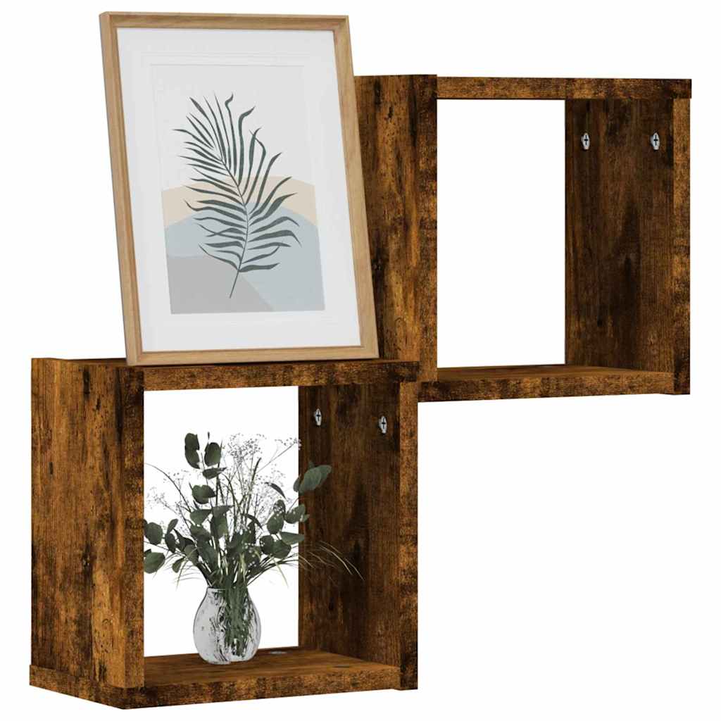 Wall Shelves 2 pcs Smoked Oak 26 x 15 x 26 cm Engineered Wood