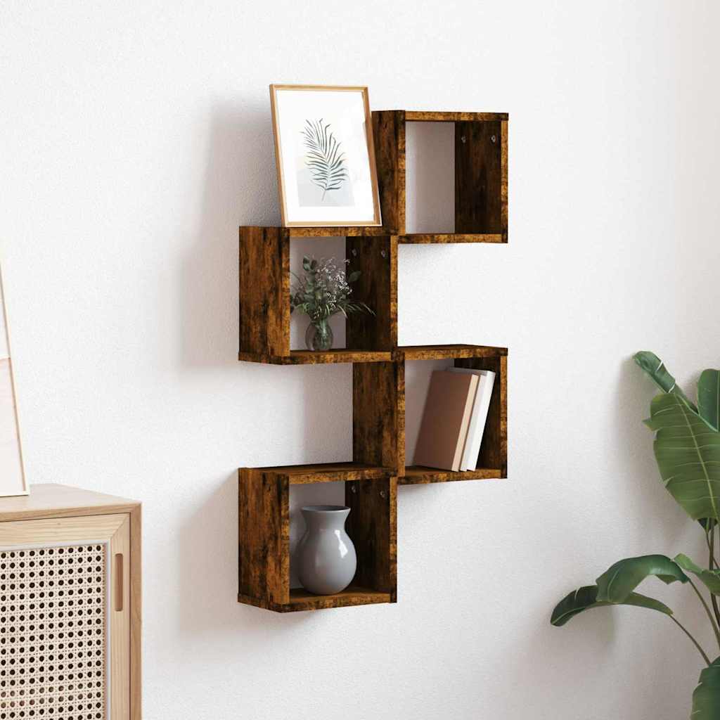 Wall Shelves Wall-Mounted 4 pcs Smoked Oak 26 x 15 x 26 cm