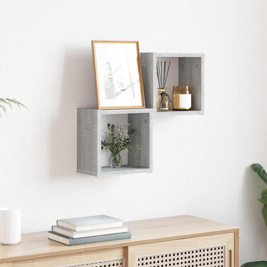 Wall Shelves 2 pcs Grey Sonoma 26 x 15 x 26 cm Engineered Wood