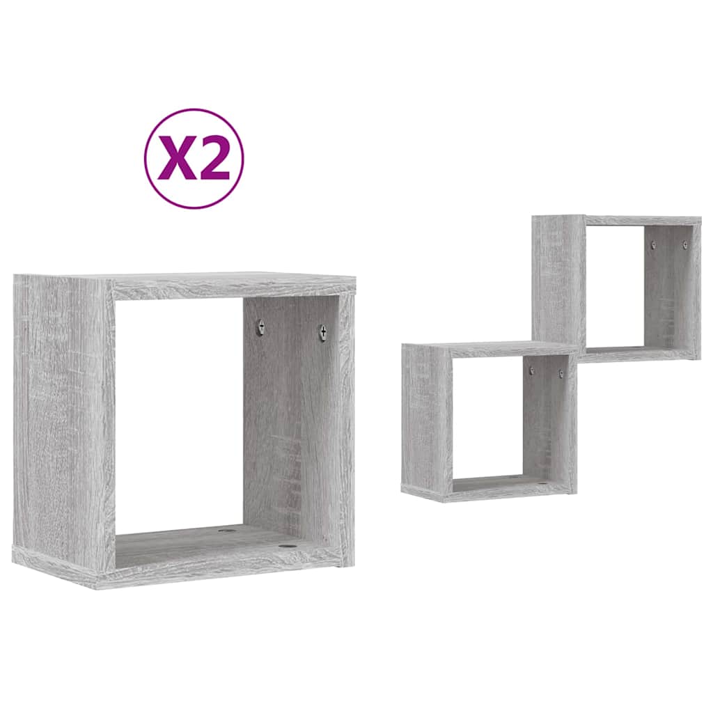 Wall Shelves 2 pcs Grey Sonoma 26 x 15 x 26 cm Engineered Wood