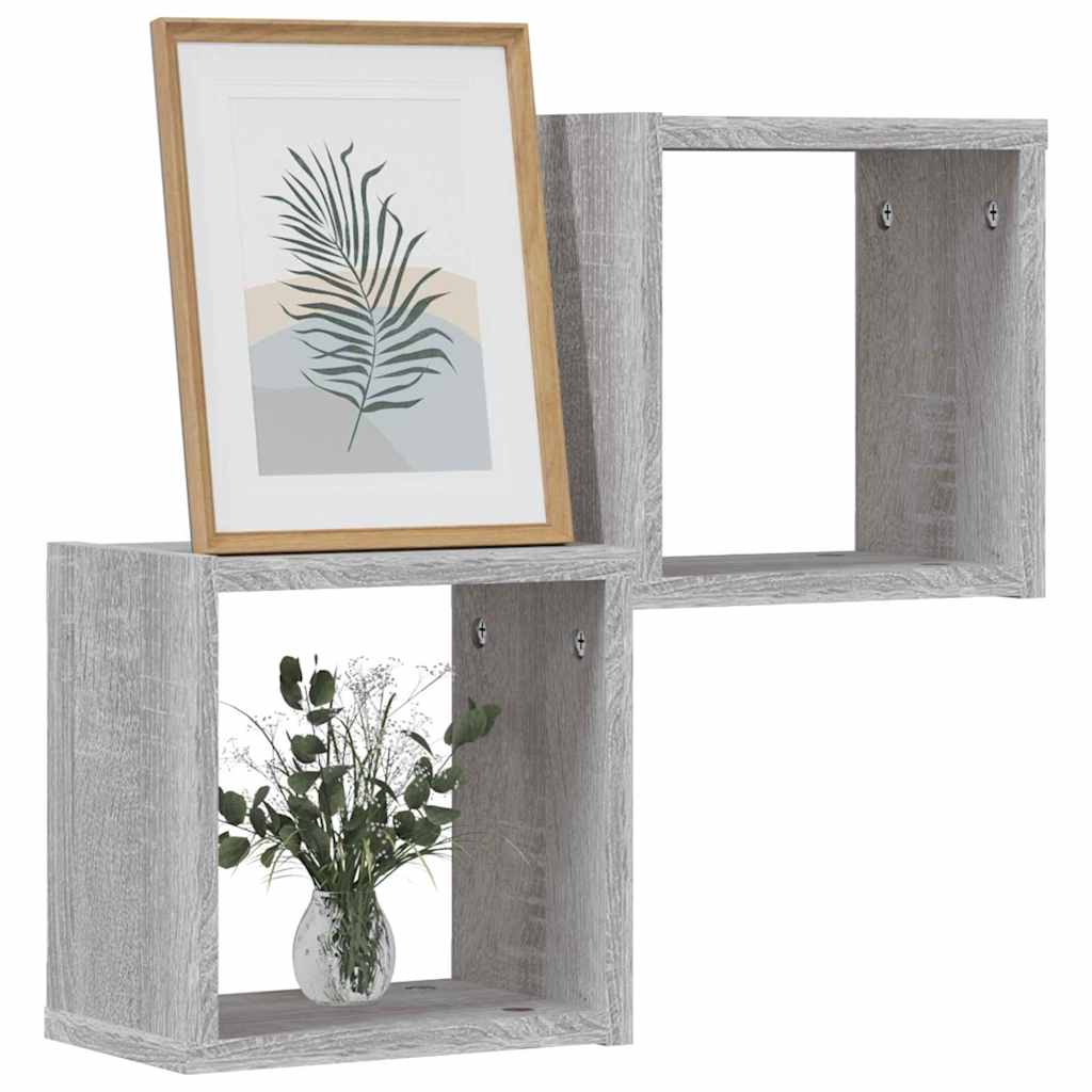 Wall Shelves 2 pcs Grey Sonoma 26 x 15 x 26 cm Engineered Wood