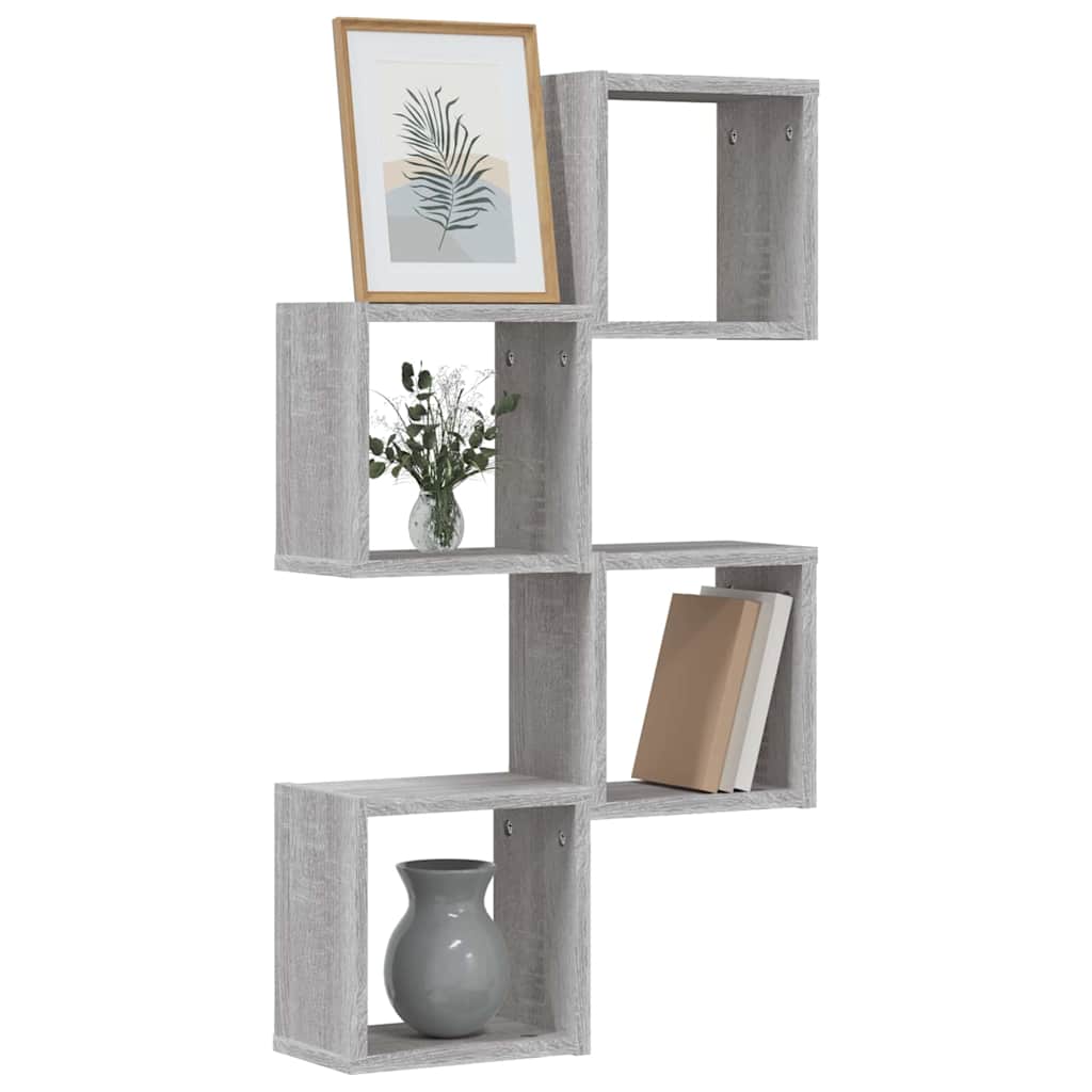 Wall Shelves Wall-Mounted 4 pcs Grey Sonoma 26 x 15 x 26 cm