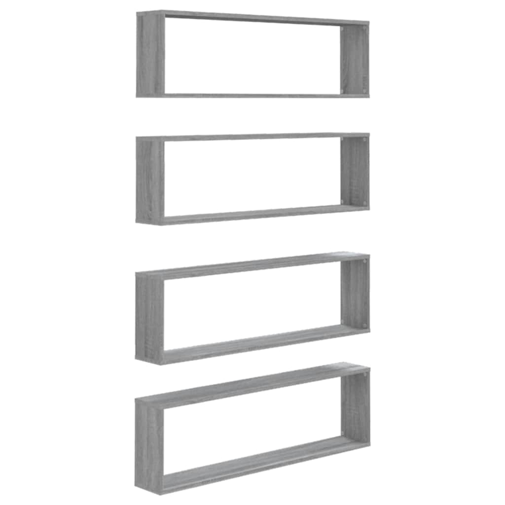 Wall Cube Shelves 4 pcs Grey Sonoma 100x15x30cm Engineered Wood