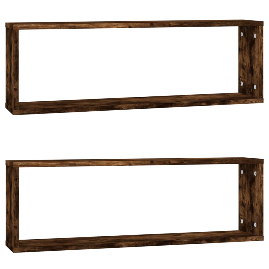 Wall Cube Shelves 2 pcs Smoked Oak 80x15x26.5 cm Engineered Wood