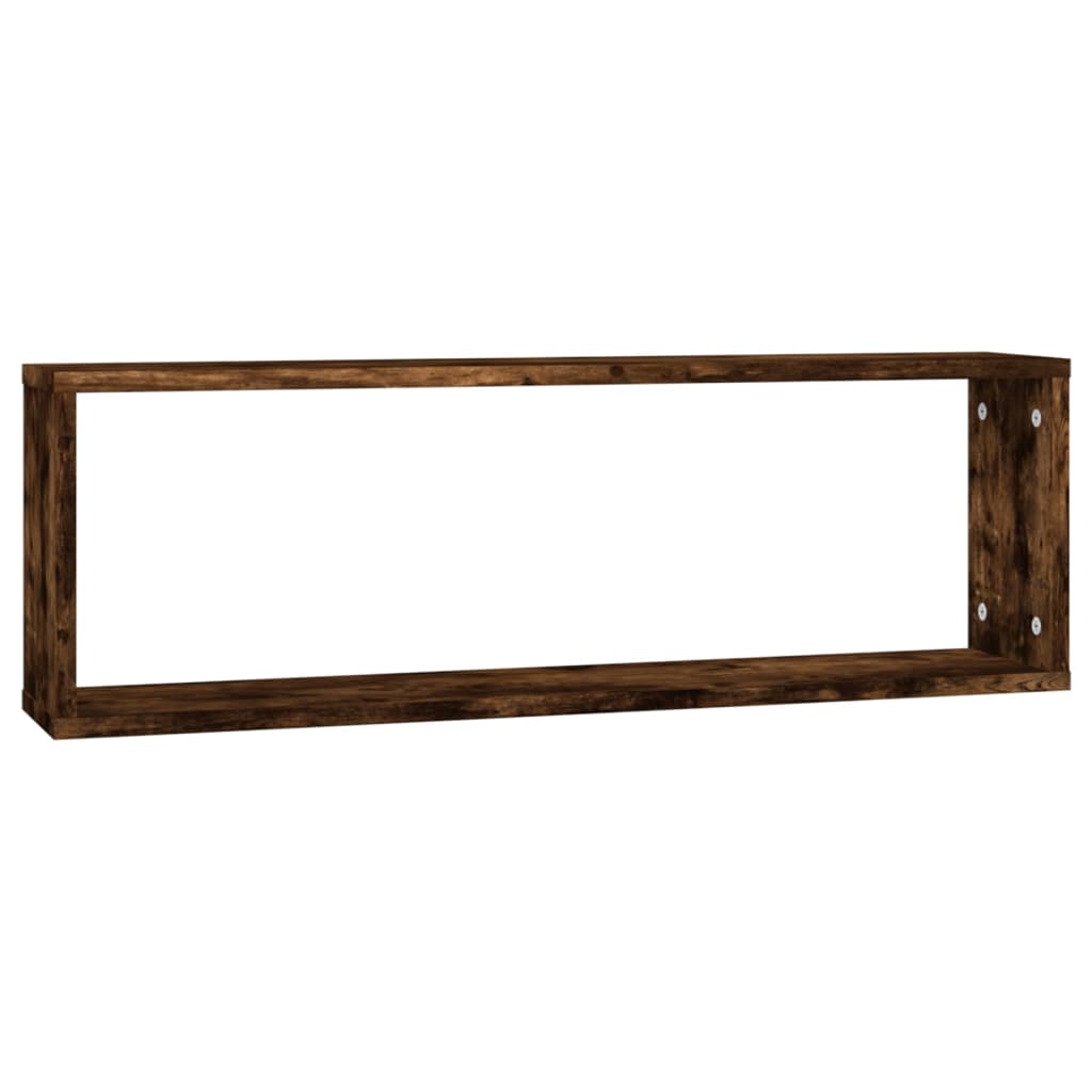 Wall Cube Shelves 2 pcs Smoked Oak 80x15x26.5 cm Engineered Wood